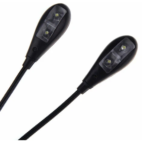 Negro Clip-on 2 Dual Arms 4 LED Flexible Book Music Stand Lámpara De Luz 3 Negro Clip-on 2 Dual Arms 4 LED Flexible Book Music Stand Lámpara De Luz