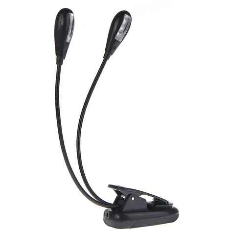 Negro Clip-on 2 Dual Arms 4 LED Flexible Book Music Stand Lámpara De Luz 7 Negro Clip-on 2 Dual Arms 4 LED Flexible Book Music Stand Lámpara De Luz - Imagen 5